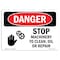 Signmission OSHA Danger, Stop Machinery To Clean Oil Or Repair, 7in X 5in Decal, 7" W, 5" H, Landscape OS-DS-D-57-L-1581 - alternate 1